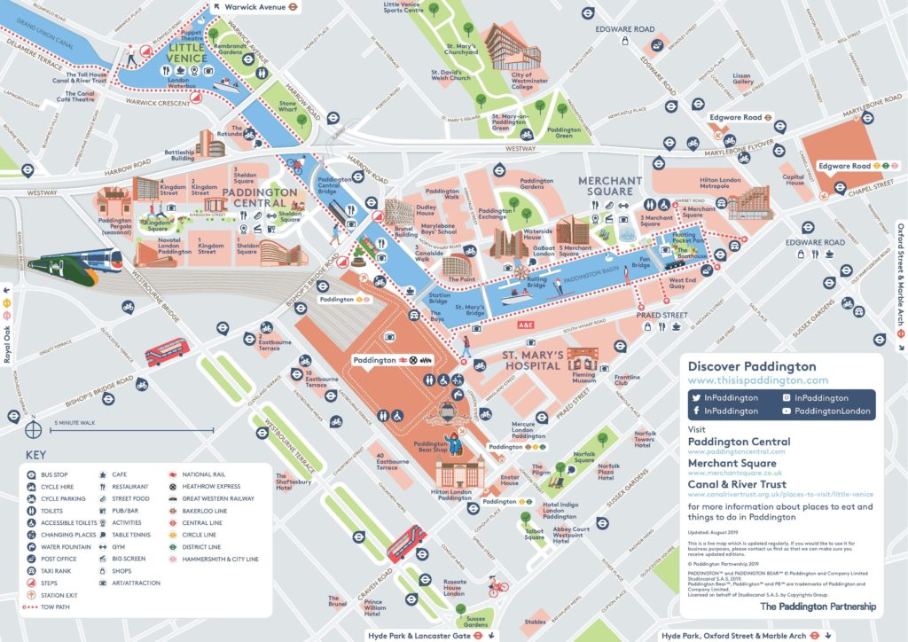 Illustrated Paddington London map Paddington